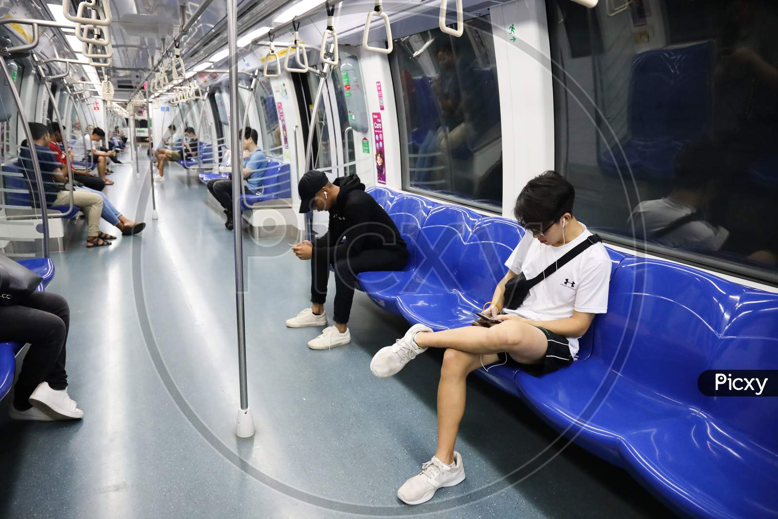 passengers in Singapore metro.