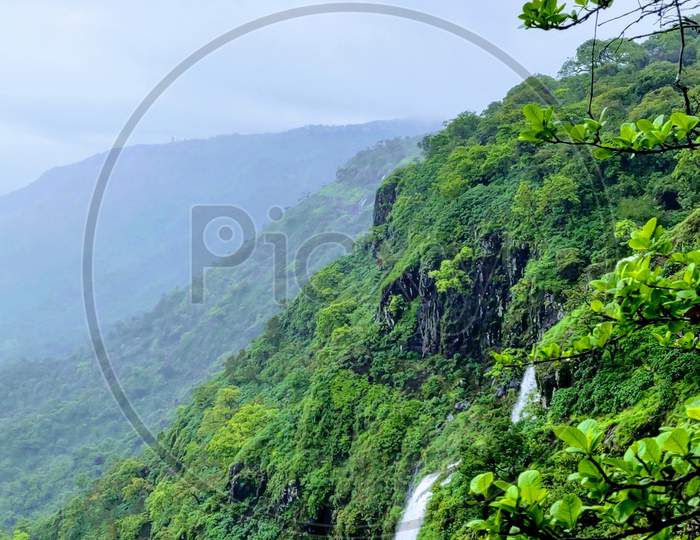 Water Falls Falling From  Hills In Pune