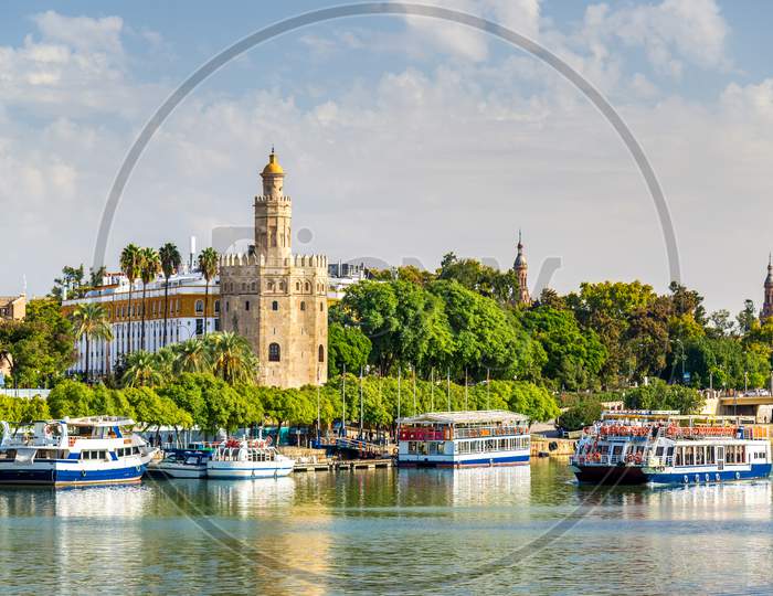 View Of The Torre Del Oro, A Tower In Seville, Spain