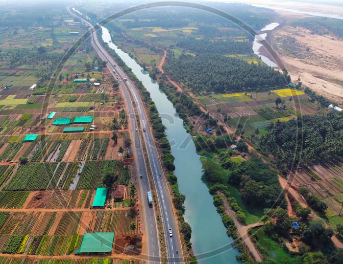 Aerial Shot with Godavari & National Highway