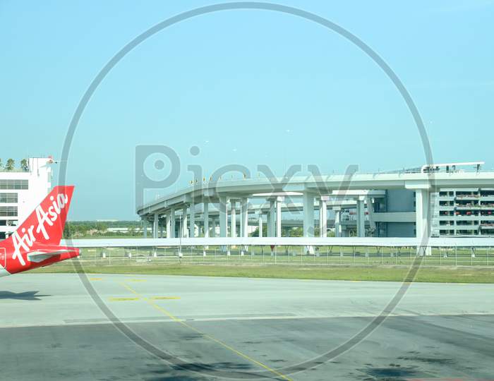 Air Asia Flights At Terminal in  KL International Airport , Malaysia