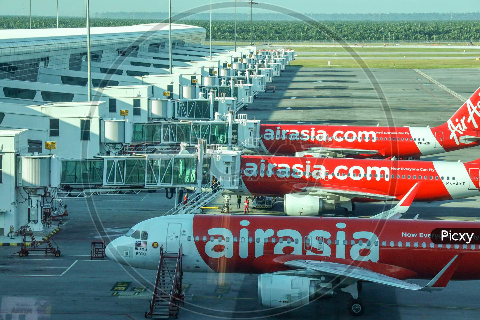 Air Asia Flights in  Berths At KL International Airport, Malaysia