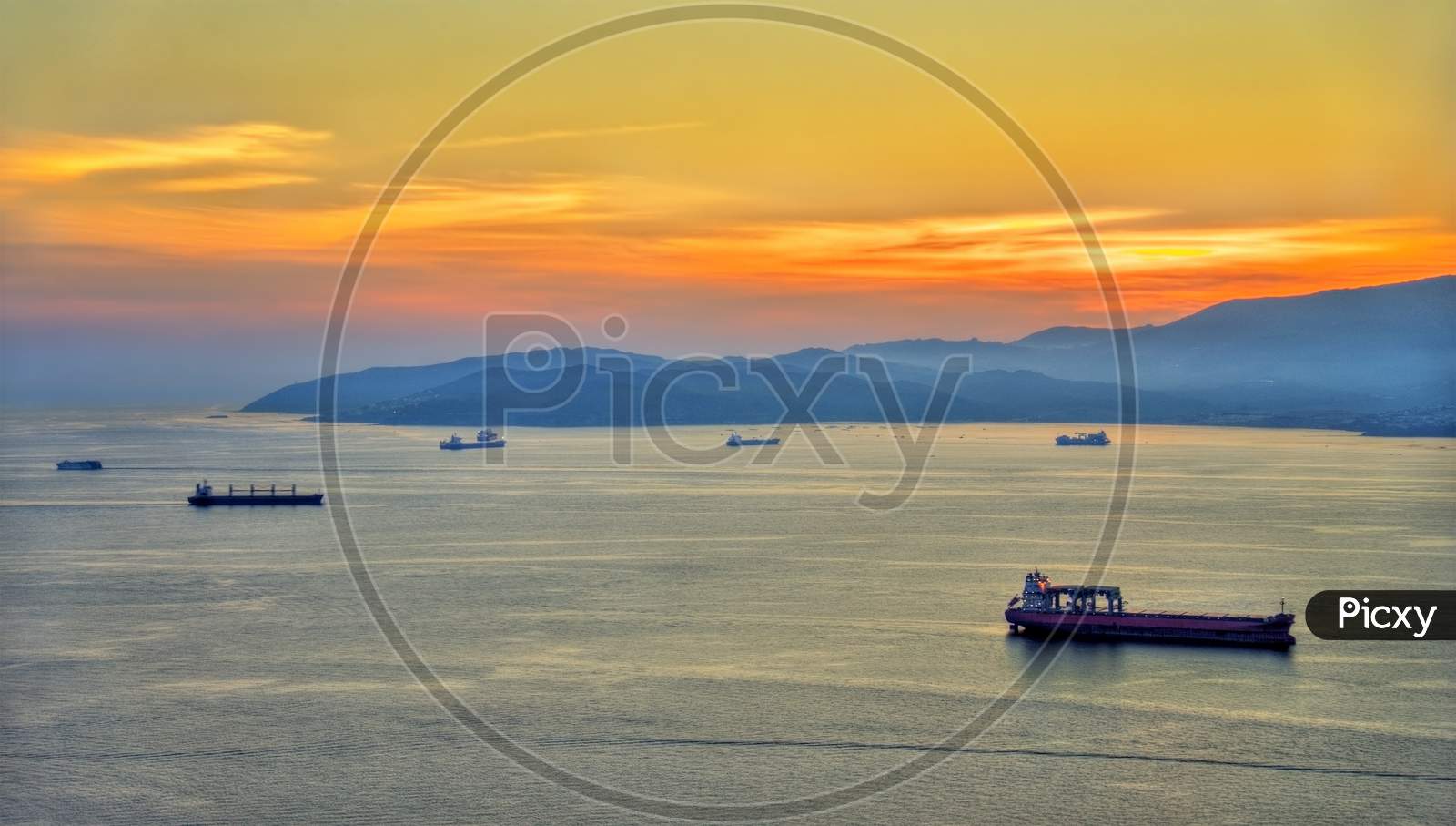 Sunset Over The Bay Of Gibraltar