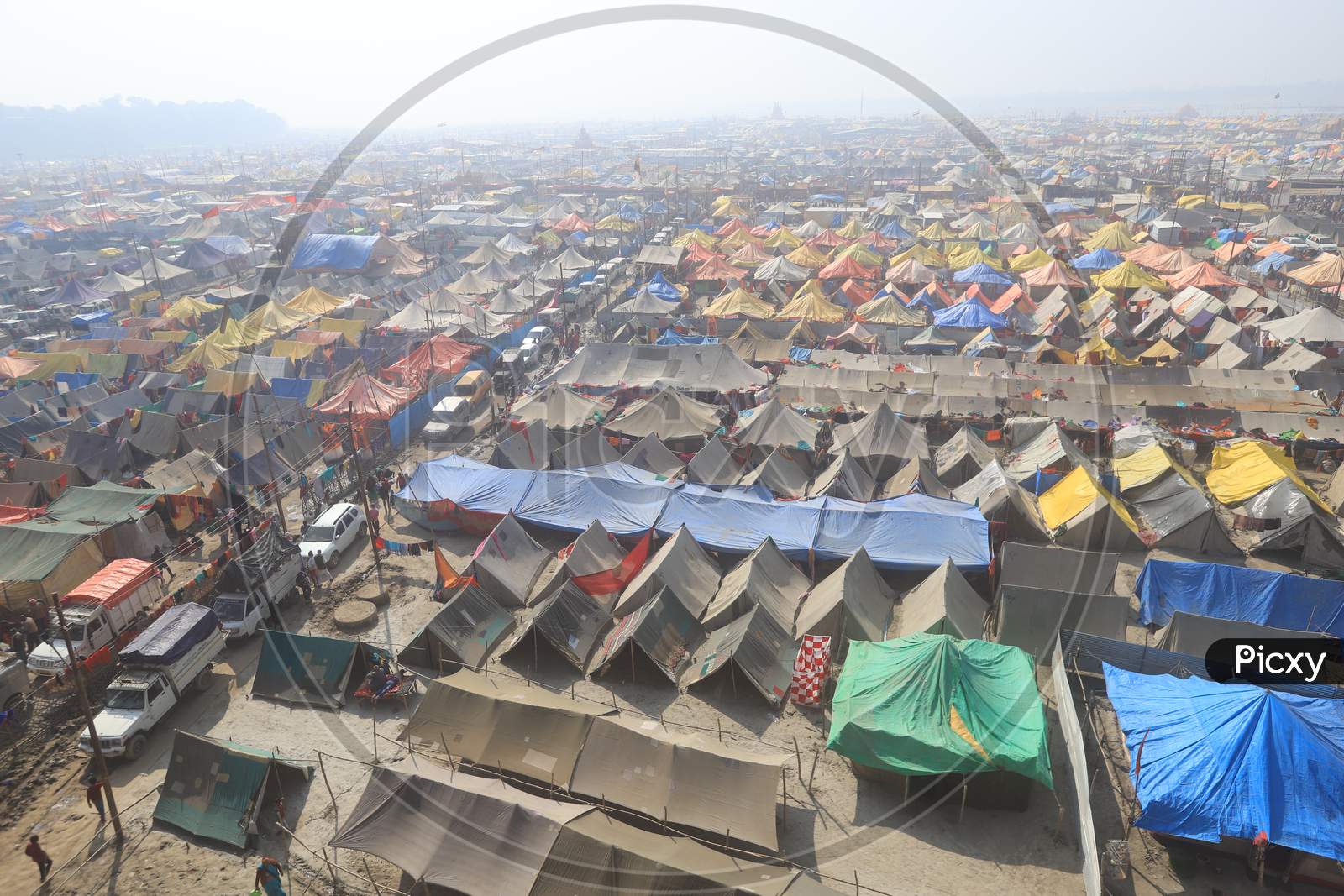 Shelters or Tents Arranged in Prayagraj During Magh Mela