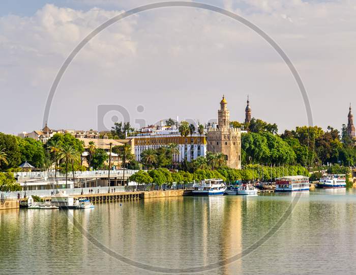View Of The Torre Del Oro, A Tower In Seville, Spain