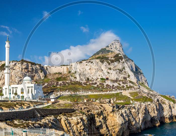 Rock Of Gibraltar And Mosque Seen From Europa Point