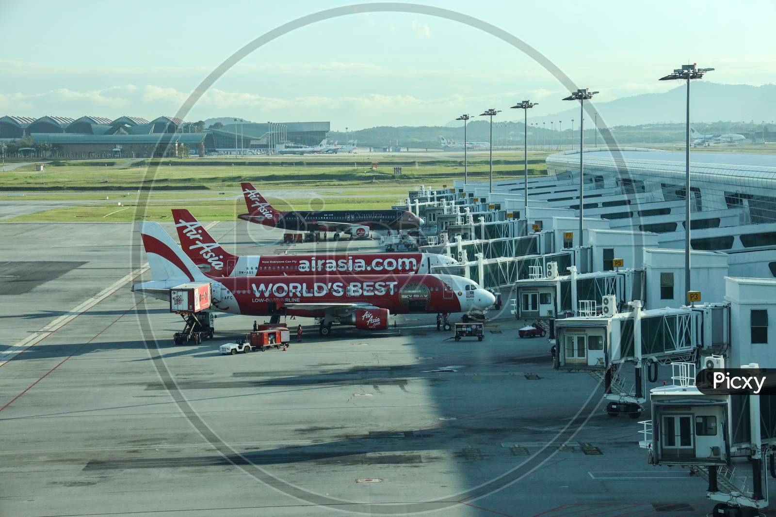 Air Asia Flights in  Berths At KL International Airport, Malaysia