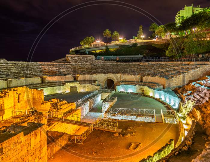 Tarragona Amphitheatre At Night - Catalonia, Spain