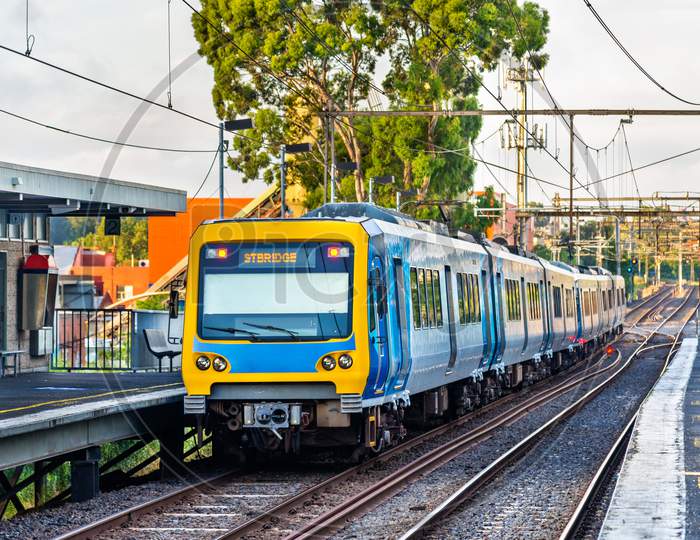 Melbourne Metro Train At Victoria Park Station, Australia