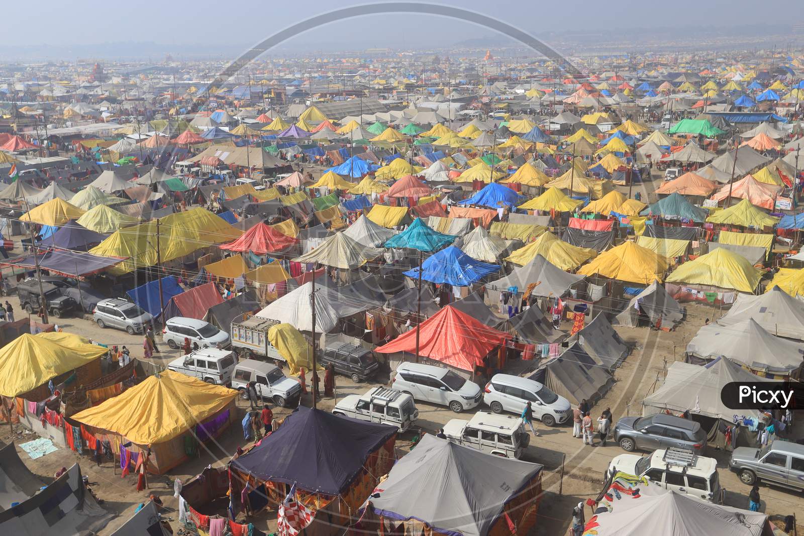 Tents Or Shelters Arranged At Prayag raj  During Magh Mela