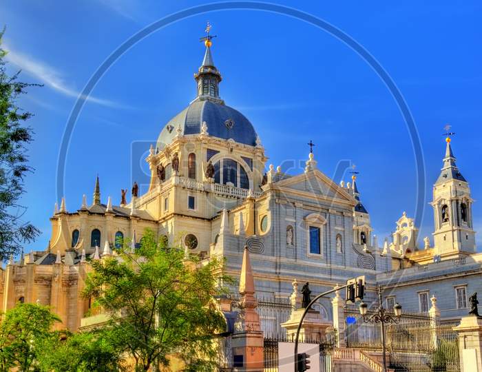 View Of The Almudena Cathedral In Madrid, Spain