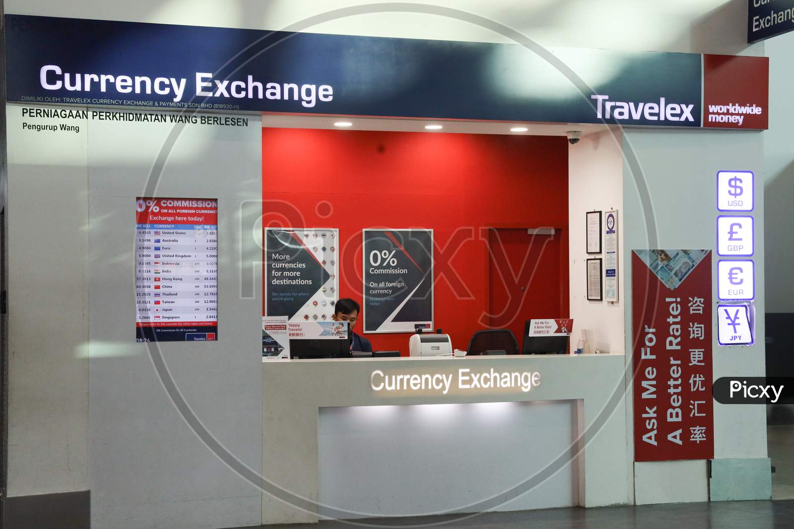 Travelex  Currency Exchange Stall At KL International Airport