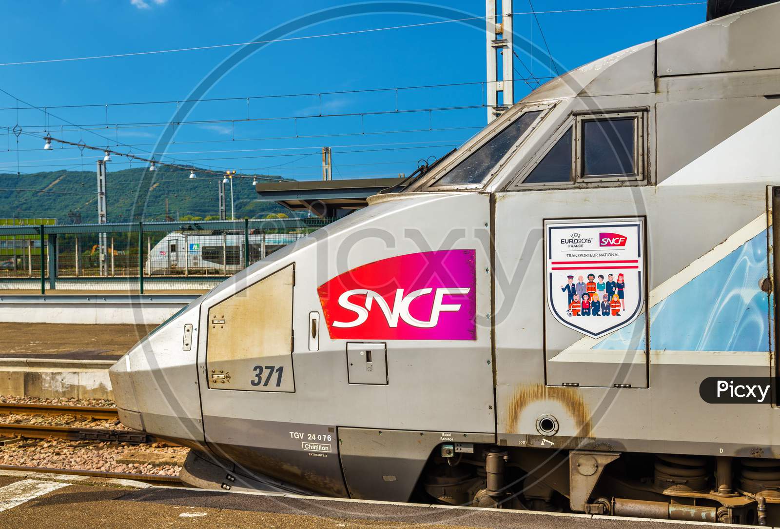 Tgv Trainset With The Logo Of Uefa Euro-2016 At Hendaye Railway Station