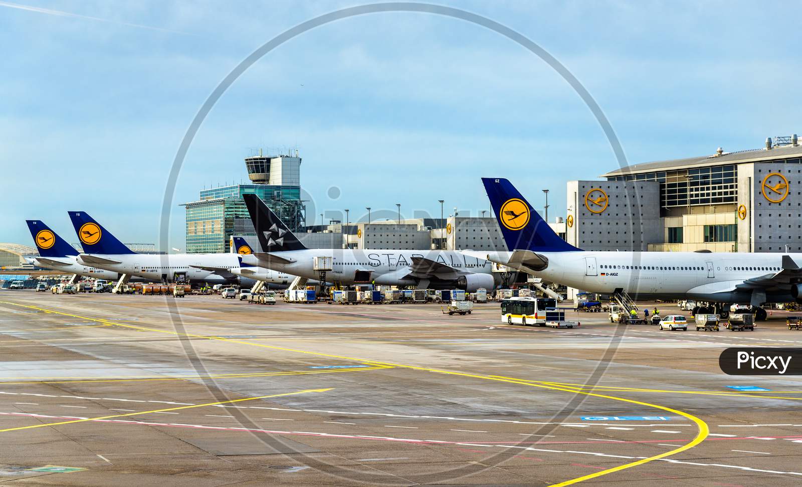Lufthansa Aircrafts At Frankfurt International Airport