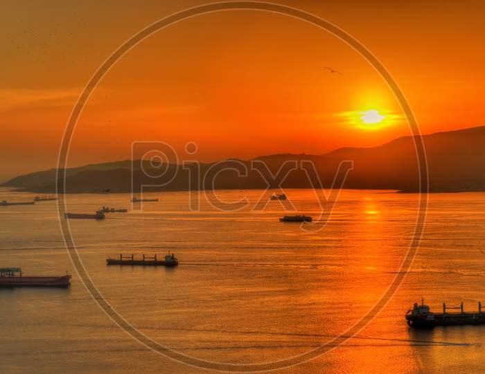 Sunset Over The Bay Of Gibraltar