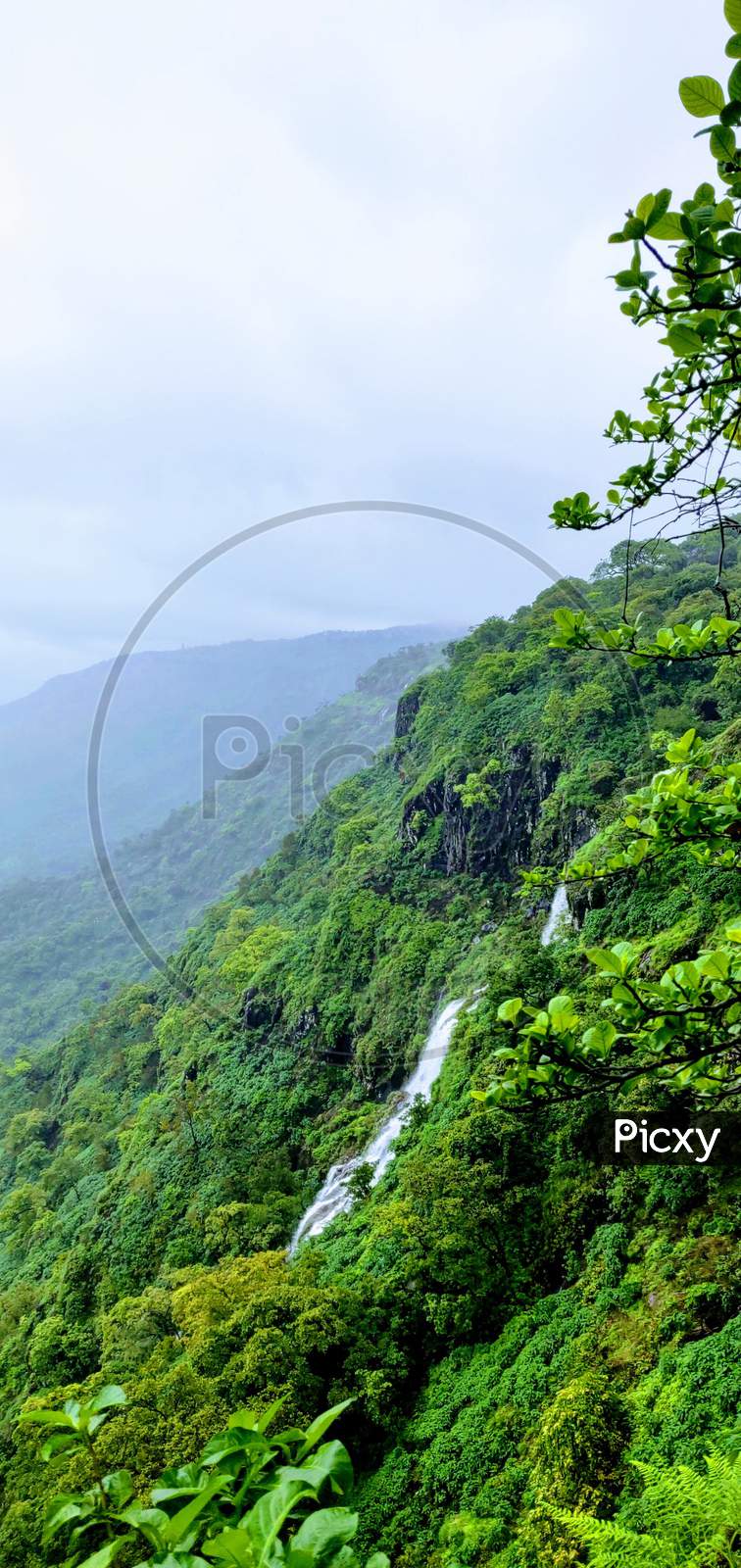 Water Falls Falling From  Hills In Pune