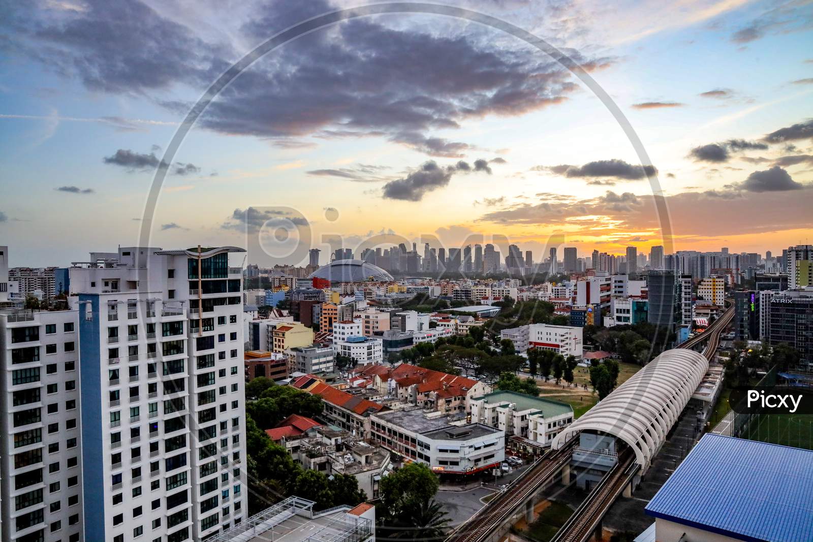View of Singapore City with Metro.