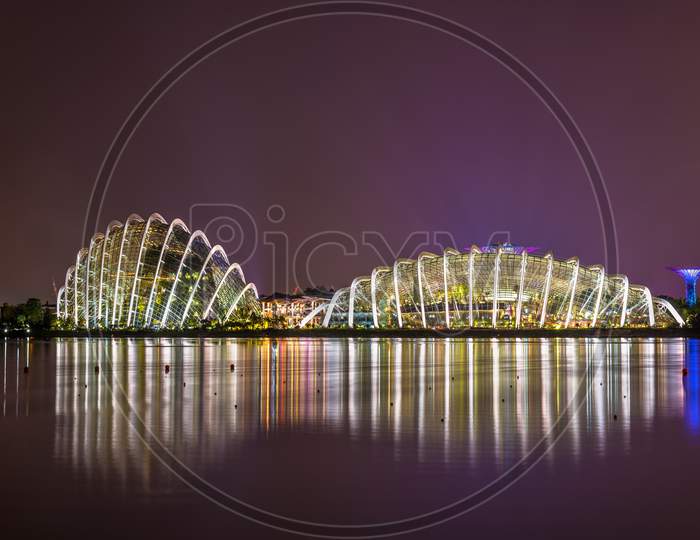 Night View Of Gardens By The Bay In Singapore