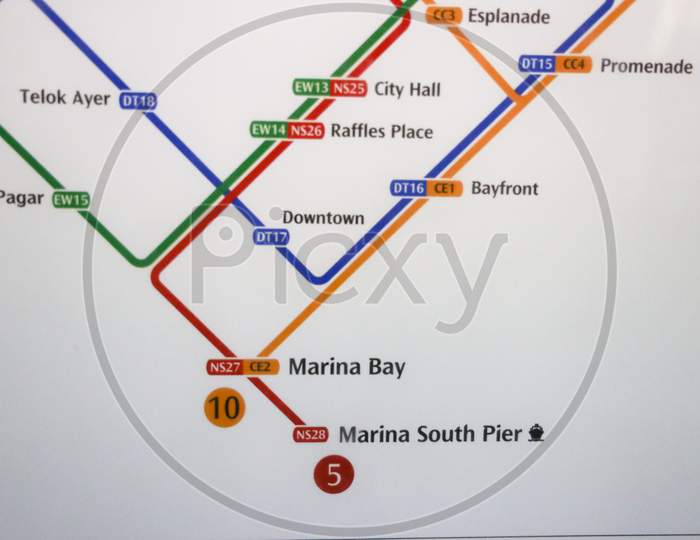 Singapore Metro, Marina bay map.