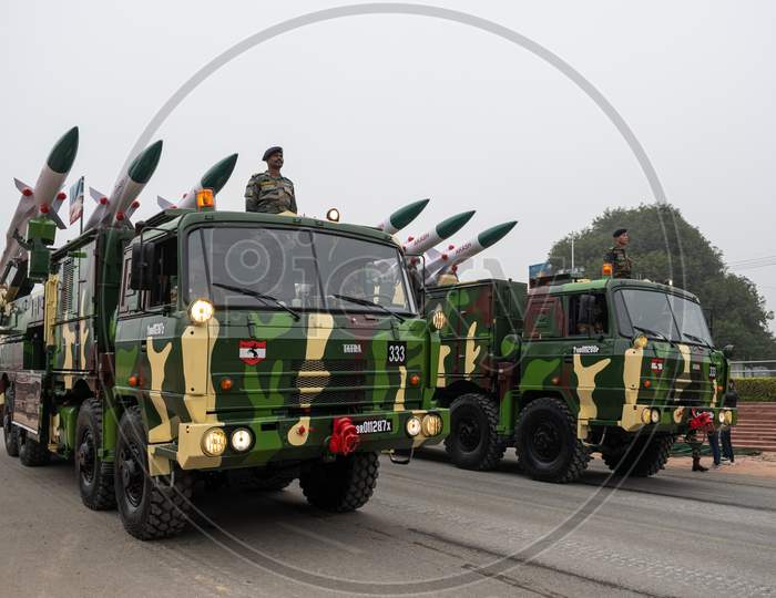 Indian Army Akash Missile Systems Practicing for Republic Day Parade, Delhi