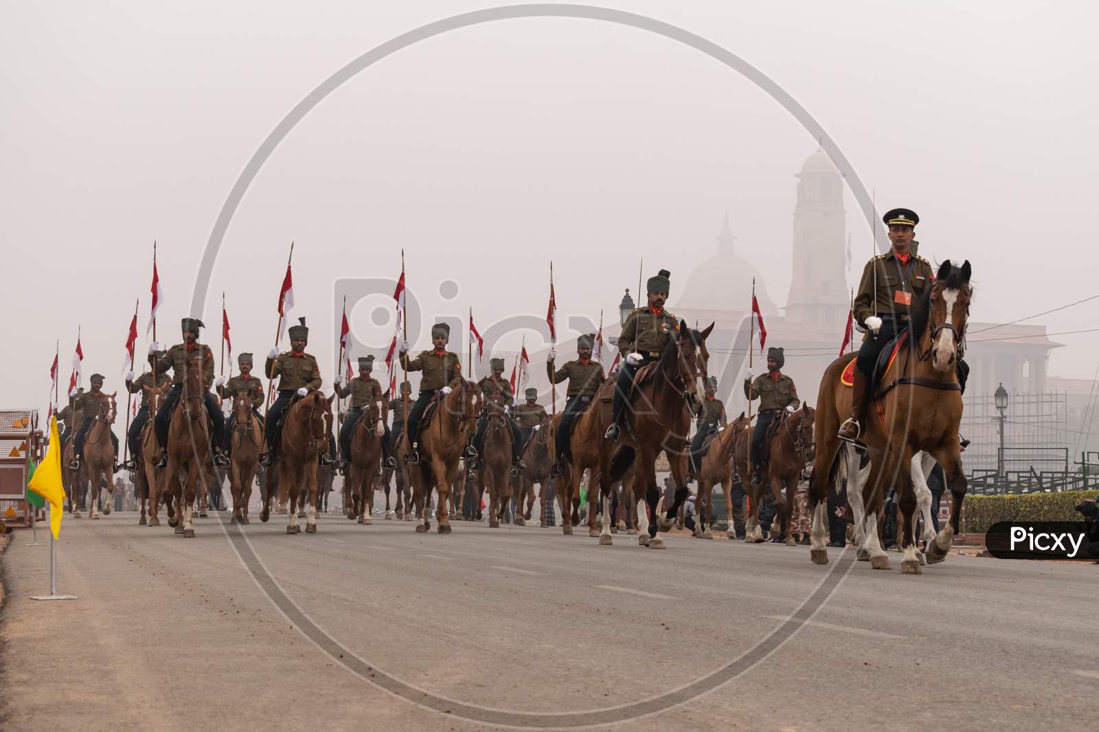 Indian Army Horse Regiment Practicing for Republic Day Parade, Delhi