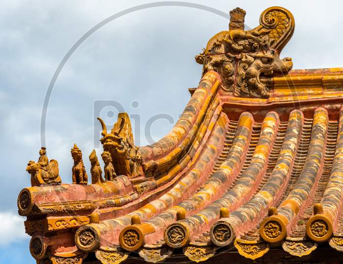 Roof Decorations In The Forbidden City, Beijing