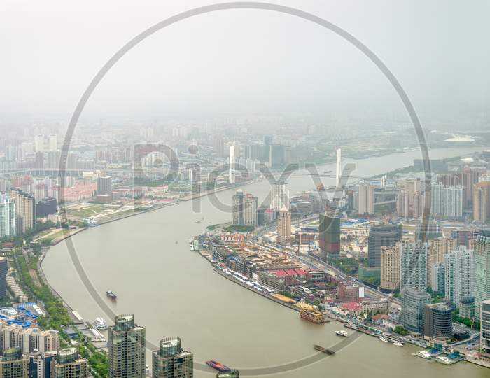 Aerial View Of The Huangpu River In Shanghai