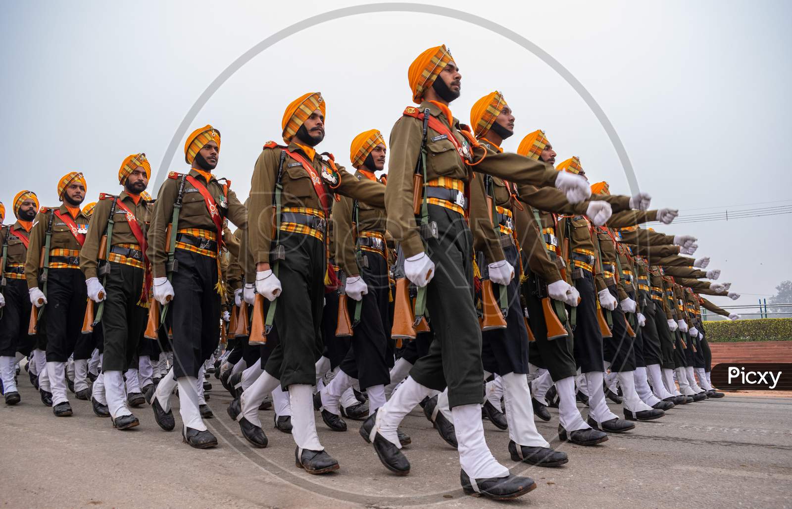 Sikh Light Infantry Soldiers of Indian Army doing parade rehearsals for 71st REPUBLIC DAY 2020