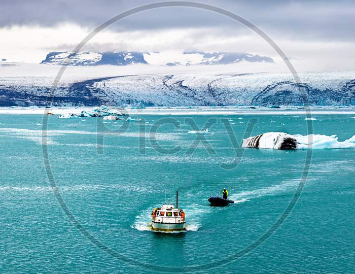 Boats In Jokulsarlon Glacier Lagoon - Iceland