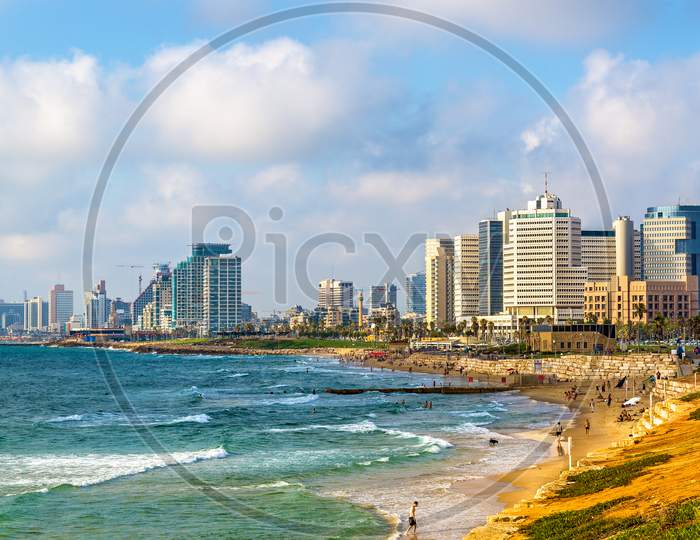 View Of The Mediterranean Waterfront In Tel Aviv