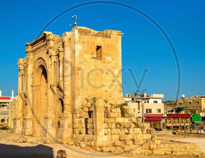The Arch Of Hadrian In Jerash