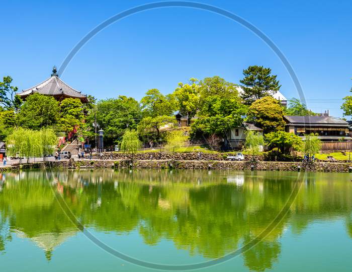 Kofuku-Ji Temple Above Sarusawa-Ike Pond In Nara