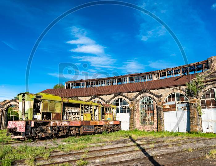 Old Rusty Diesel Locomotive At Gyumri Depot In Armenia