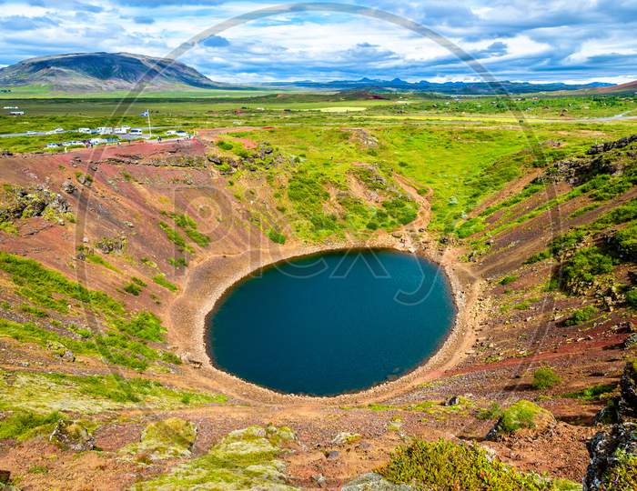 Kerid, Volcanic Crater Lake In Iceland