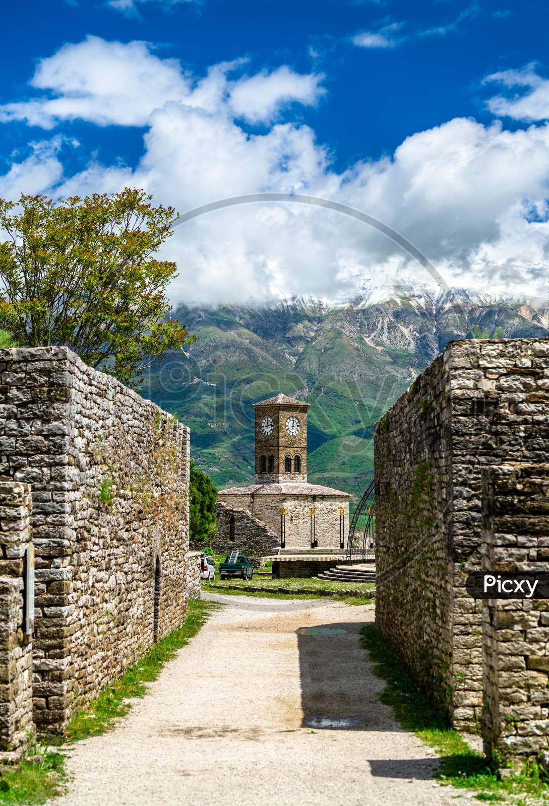 Clock Tower At The Castle Of Gjirokaster In Albania