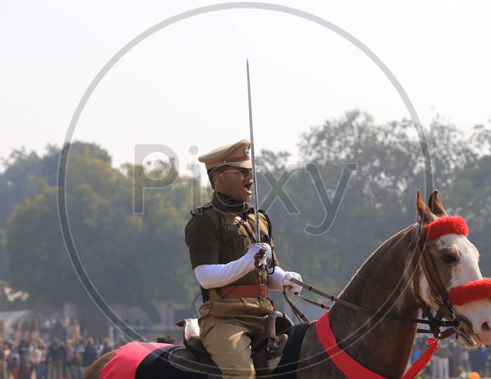 Indian Police Participating  In Parade During Republic Day Celebrations
