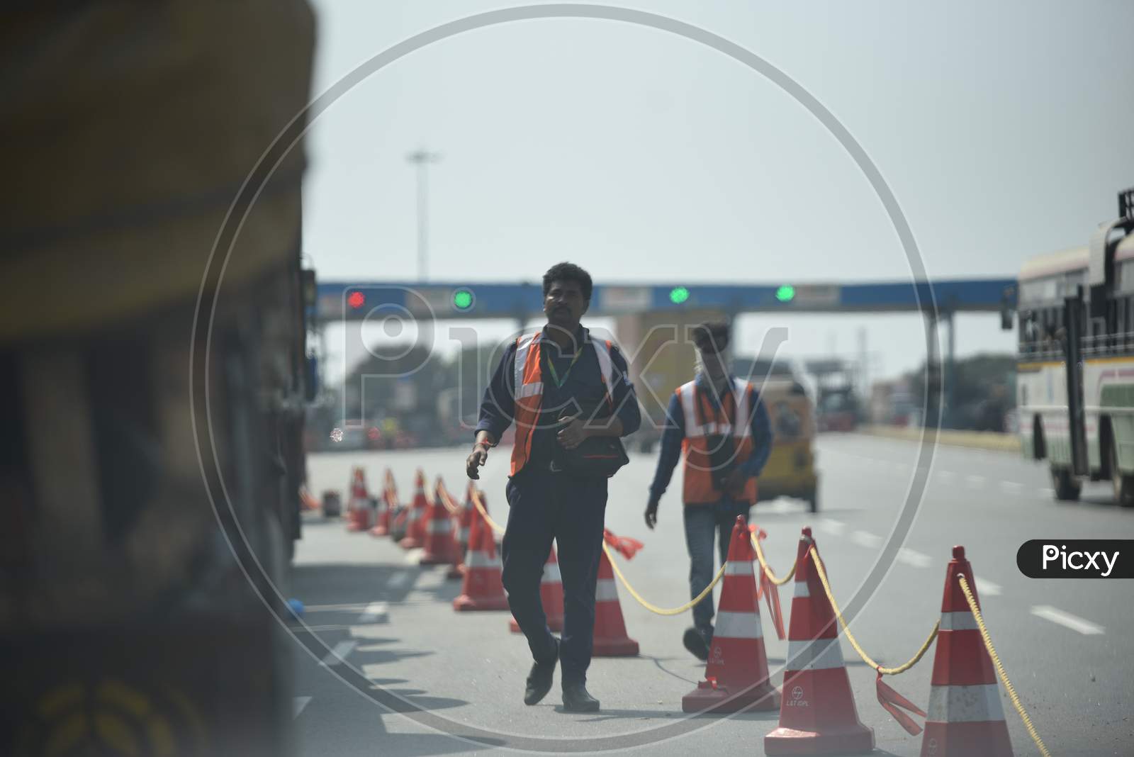 Toll gate workers