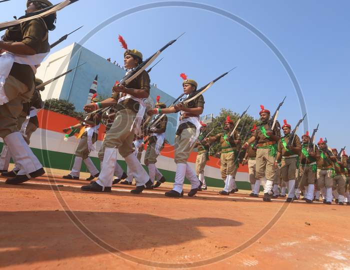 Indian Police  Participating  In Parade During Republic Day Celebrations