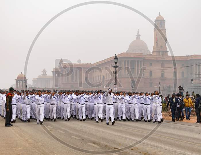 National Service Scheme NSS Volunteers Doing Parade Rehearsal For 71st Republic Day 2020