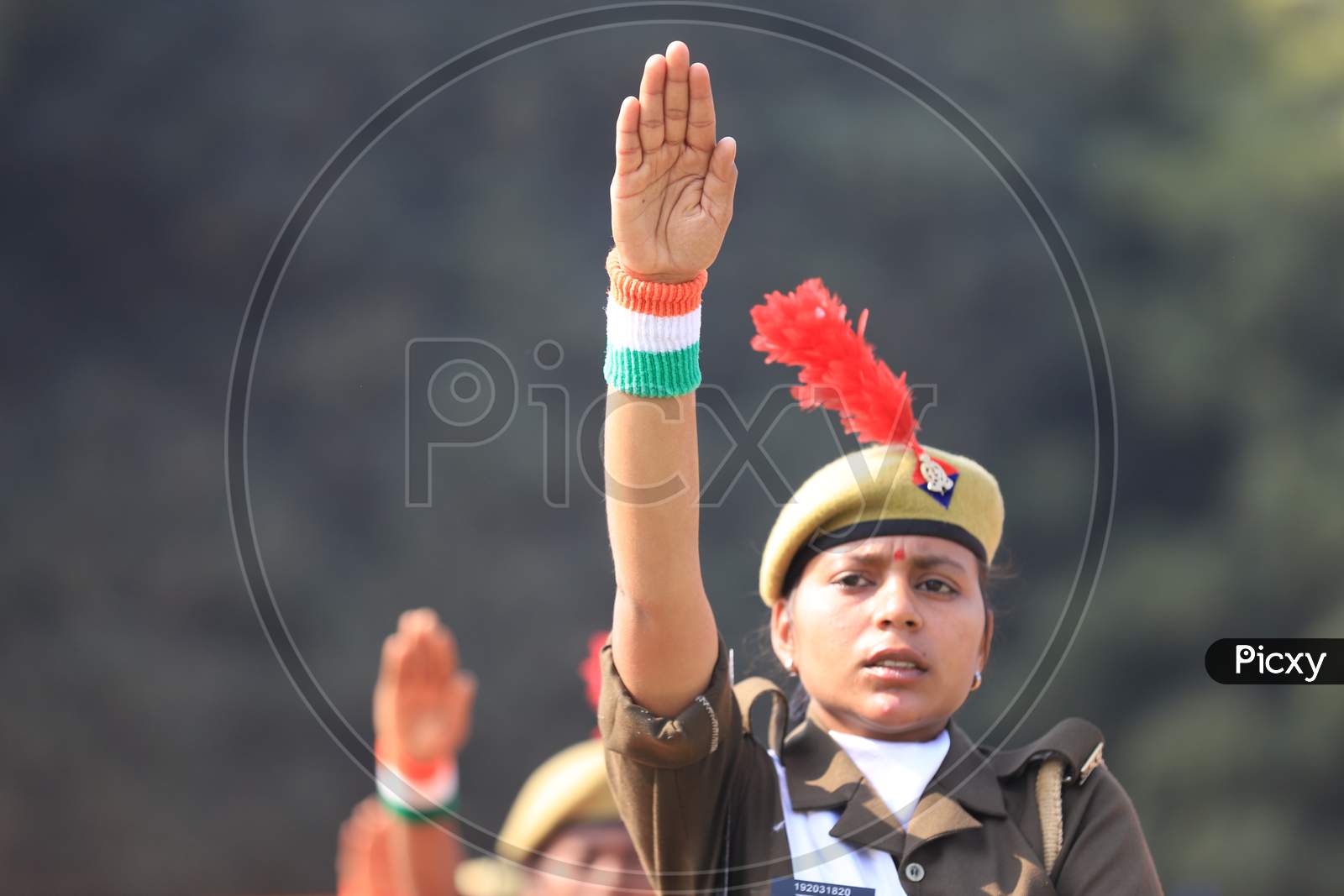 Indian Woman  Police  Participating  In Parade During Republic Day Celebrations