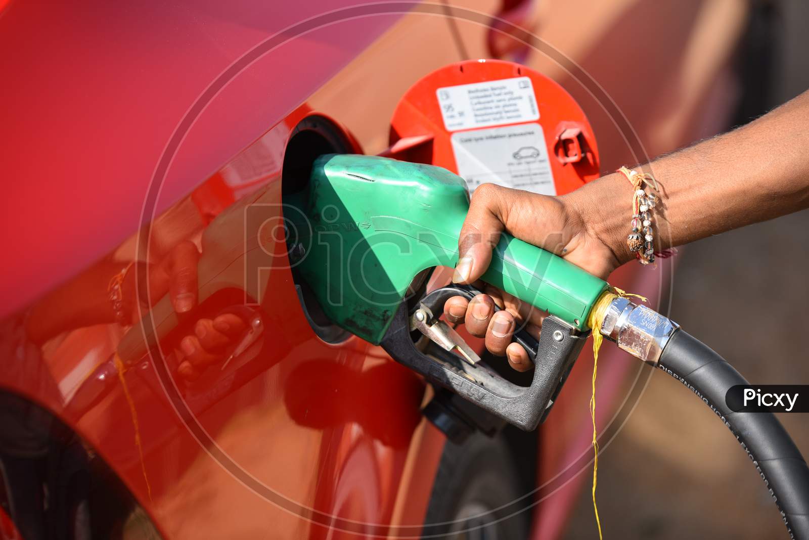 fueling petrol in a car