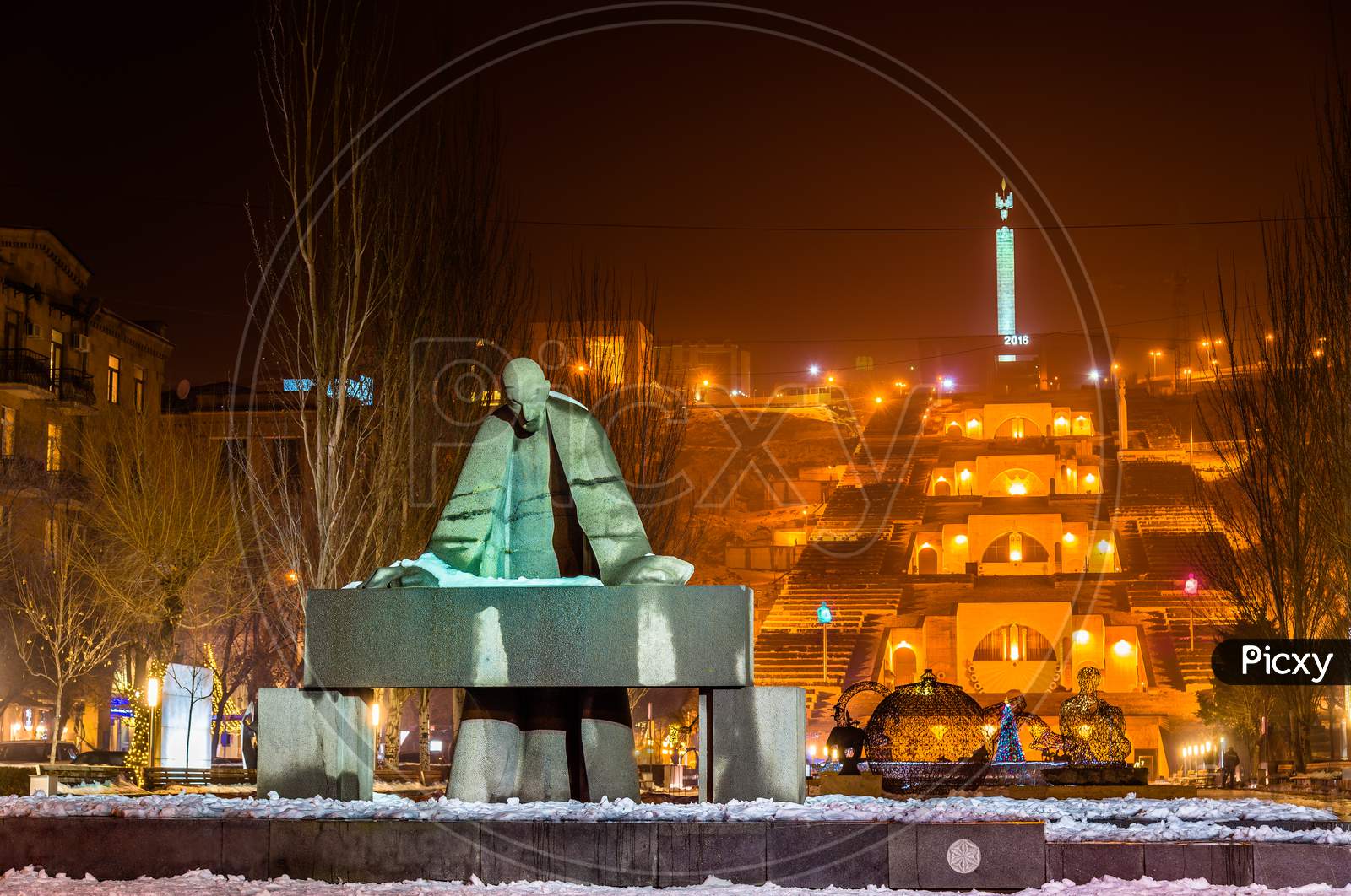 Statue Of Alexander Tamanian And Cascade Alley In Yerevan