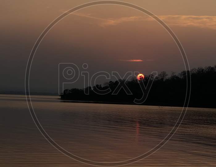 Beautiful sunset at Lakavaram lake
