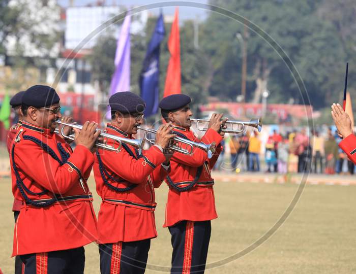 Indian Police  Band Participating  In Parade During Republic Day Celebrations