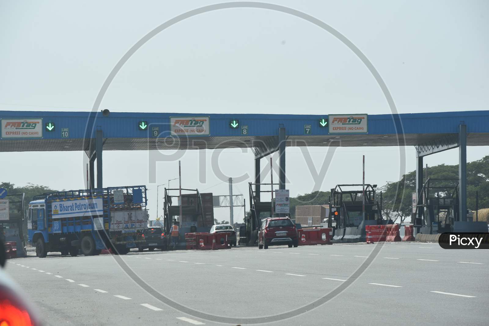 FastTag lanes at a Toll Plaza
