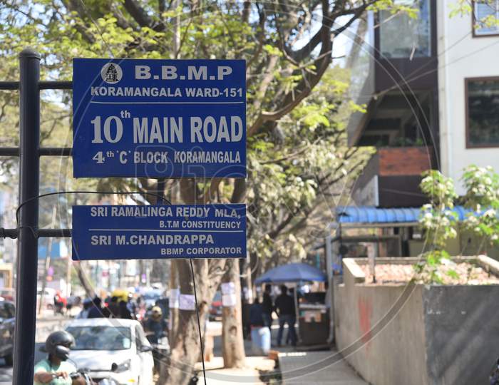 BBMP road information boards in streets