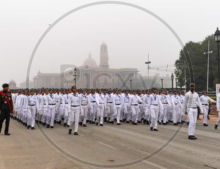 National Service Scheme NSS Volunteers Doing Parade Rehearsal For 71st Republic Day 2020