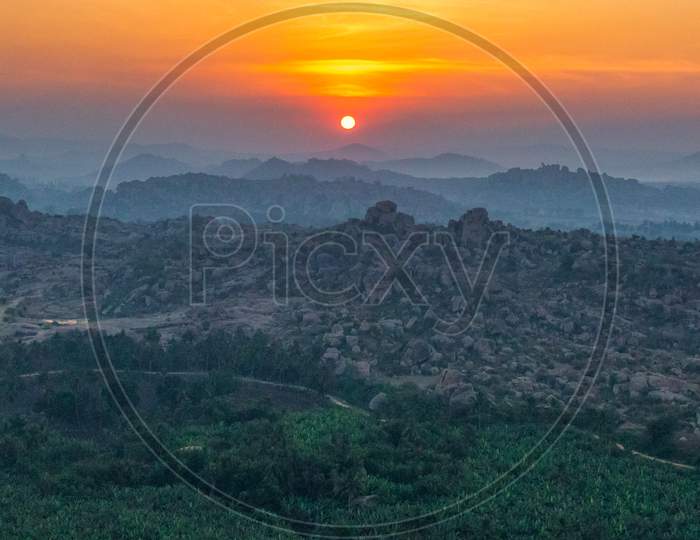 Sunset View From Mathanga Hill In Hampi