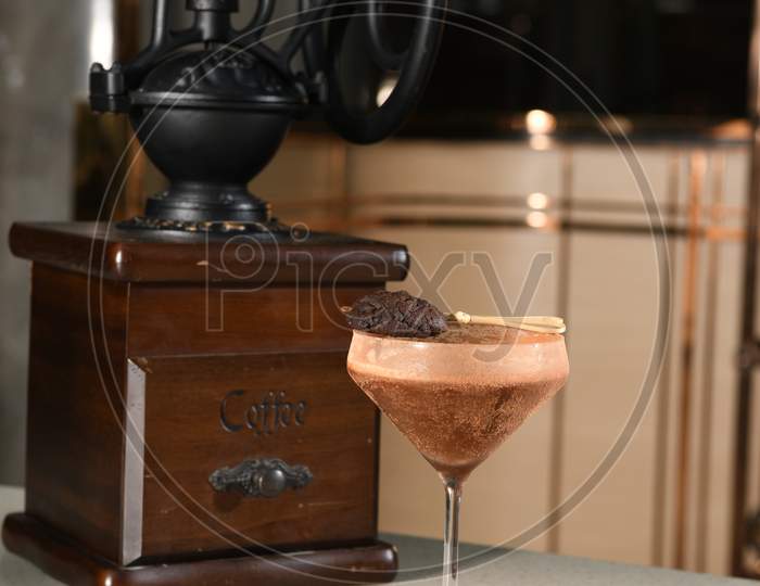 Iced Coffee Mocktail  A a Coffee Bar able Background