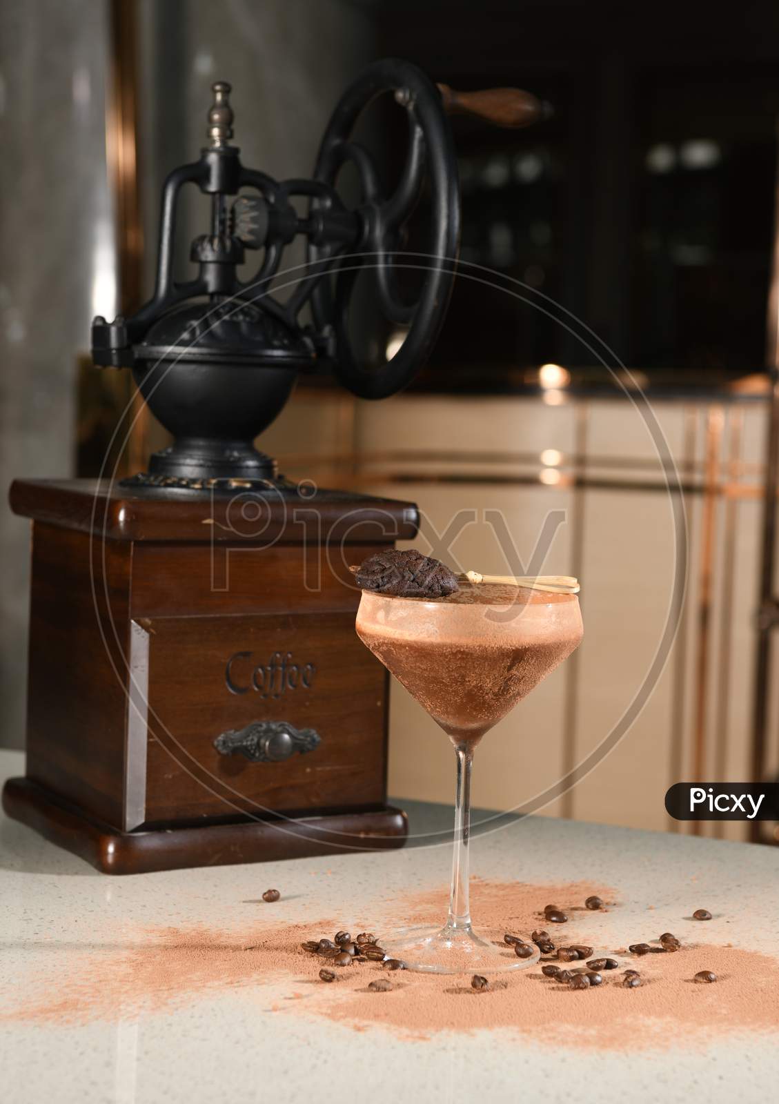 Iced Coffee Mocktail  A a Coffee Bar able Background